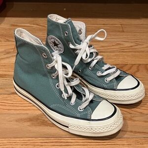 Converse High-Top Sneakers in Green with White Accents